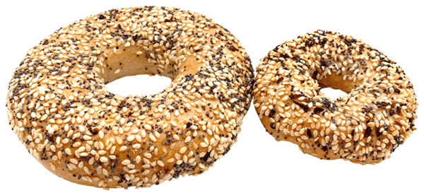 Everything Bagel und Mini-Bagel nebeneinander