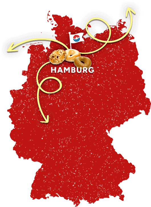 Deutschlandkarte mit Markierung auf Hamburg