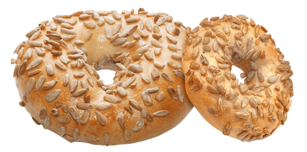 Sesam Bagel und Mini-Bagel nebeneinander